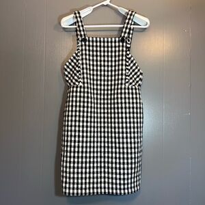 Francescas NWT Gingham Tweed Plaid Pinafore Bohme Overall Jumper Mini Dress Sz S